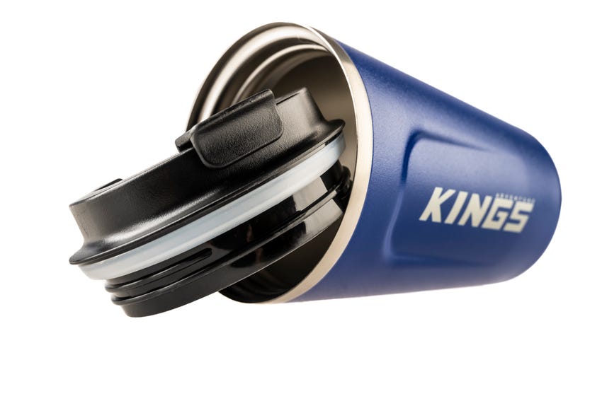 Kings Blue Coffee Cup | 380ml Vacuum Travel Mug | Insulated Stainless Steel | For Hot & Cold Drinks
