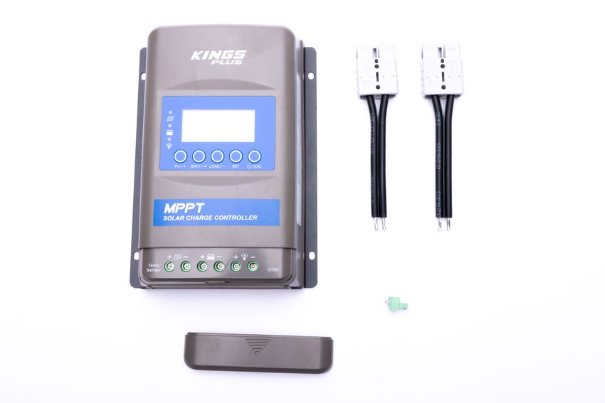 Kings Plus 20A MPPT Solar Regulator | Lithium & AGM Compatible | Digital Display with Volts, Amps and Watts | Inc. Two Quick-Connect Plugs