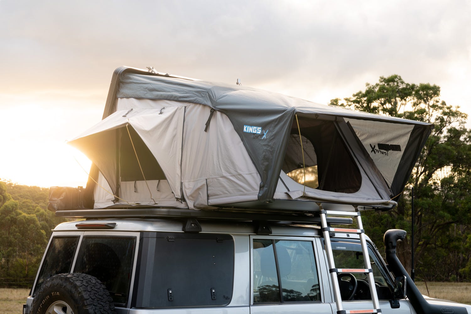 Kings Tourer X 1600 Side Opening Rooftop Tent 2 min Setup Integrated Moon Roof Fly 280gsm Outdoor Products Australia