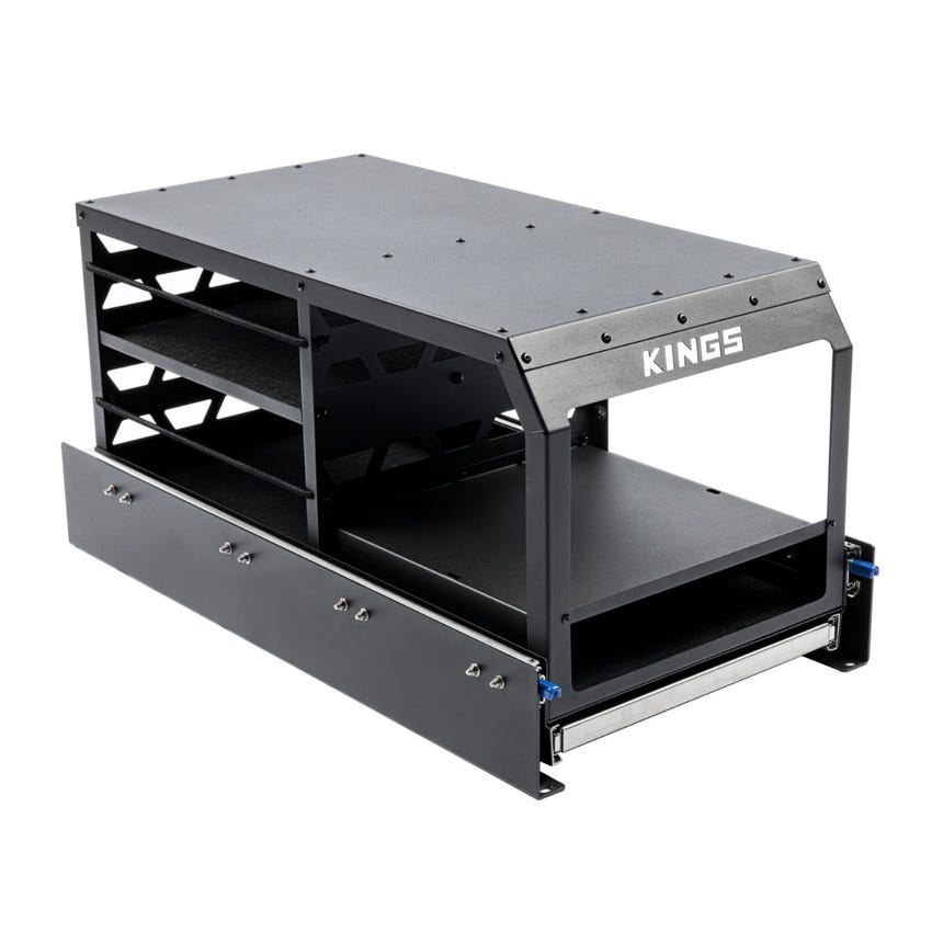 Kings Pantry Slide | Pull-Out Camp Kitchen | In-Built Table | Three Storage Compartments | Inc. Heavy-Duty Mounts + Runners