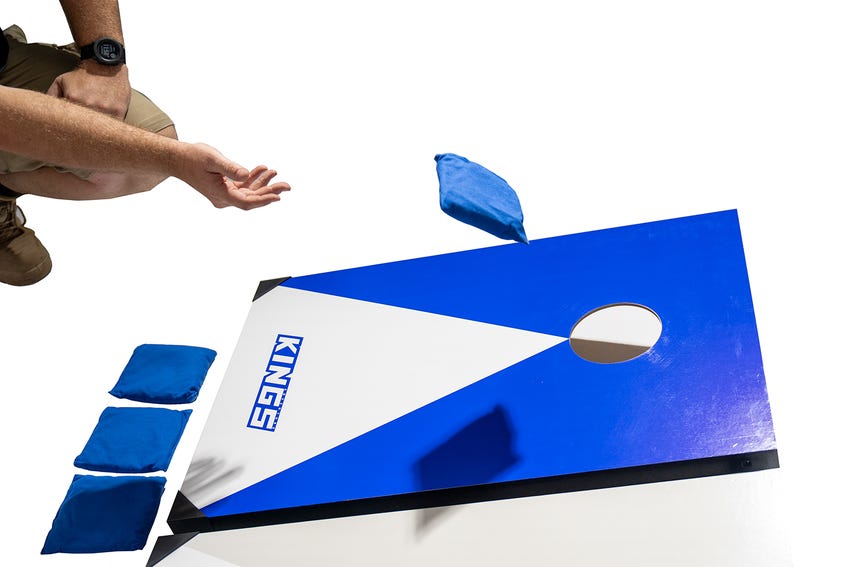Kings Cornhole Beanbag Game | Campsite Fun Activity | 2 x Target Boards & 8 x Bean Bags | Laminated MDF | Incl. Carry Bag