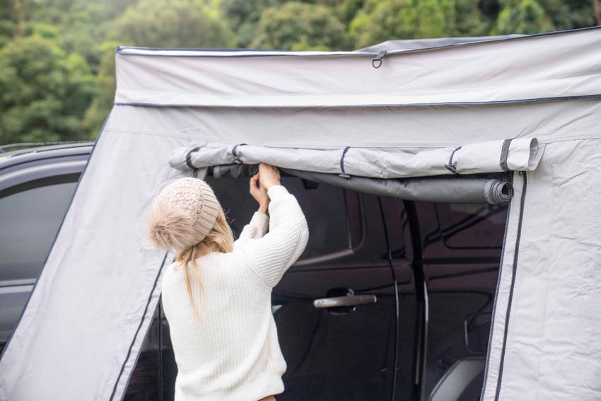 Kings 270° FreeStanding Awning wall with door , Outdoor Products Australia