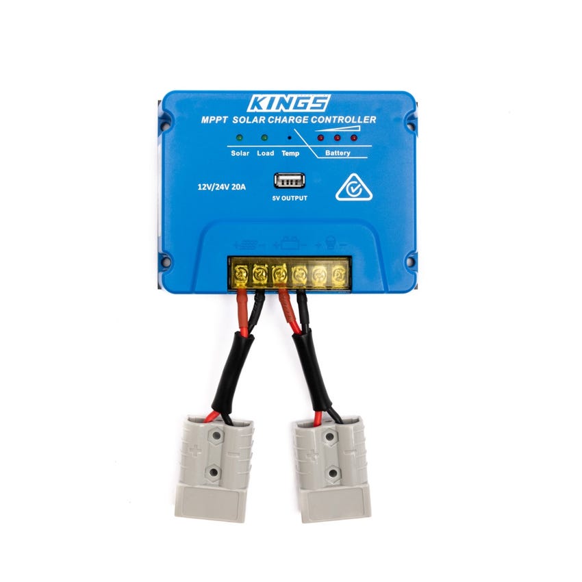Kings MPPT Solar Regulator | 20A Charging |Includes 2x Quick Connect Plugs | Highly efficient for more power