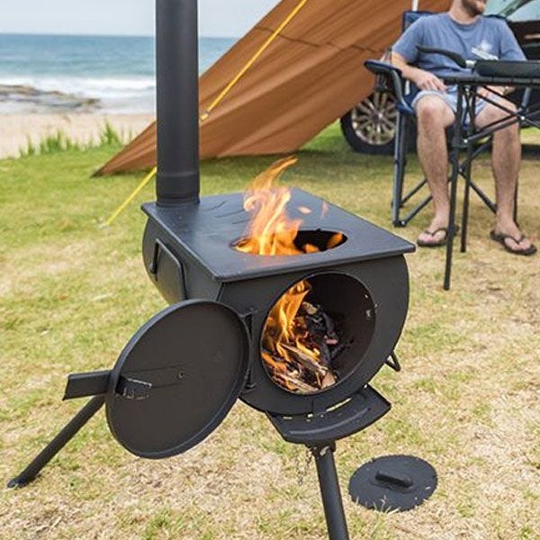 Kings Portable Camp Oven/Stove | Wood Fired BBQ | Enclosed Firepit | Packs Down For Easy Transport