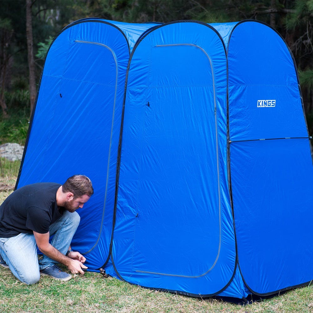 Kings Double Shower Tent Doona Pillow 400GSM Canvas Bag 4WD