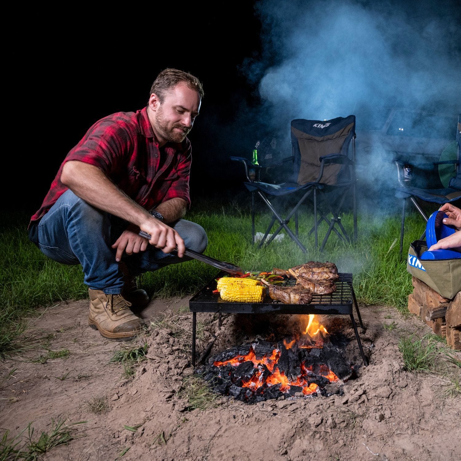 Kings Portable Steel Fire Pit Camp Fire BBQ Plate