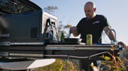 Kings Camping Kitchen Slide | Twin Slide-Out Compartments | 90L Fridge Slide | Stainless Benchtop | Plumbed Water Tap