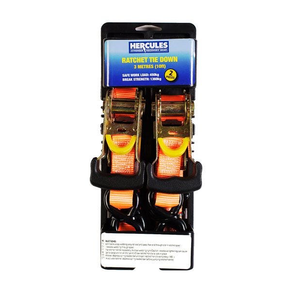 Kings 450kg Ratchet Straps | Twin-Pack | 3m Long | 1300kg Break Strength | Heavy-Duty