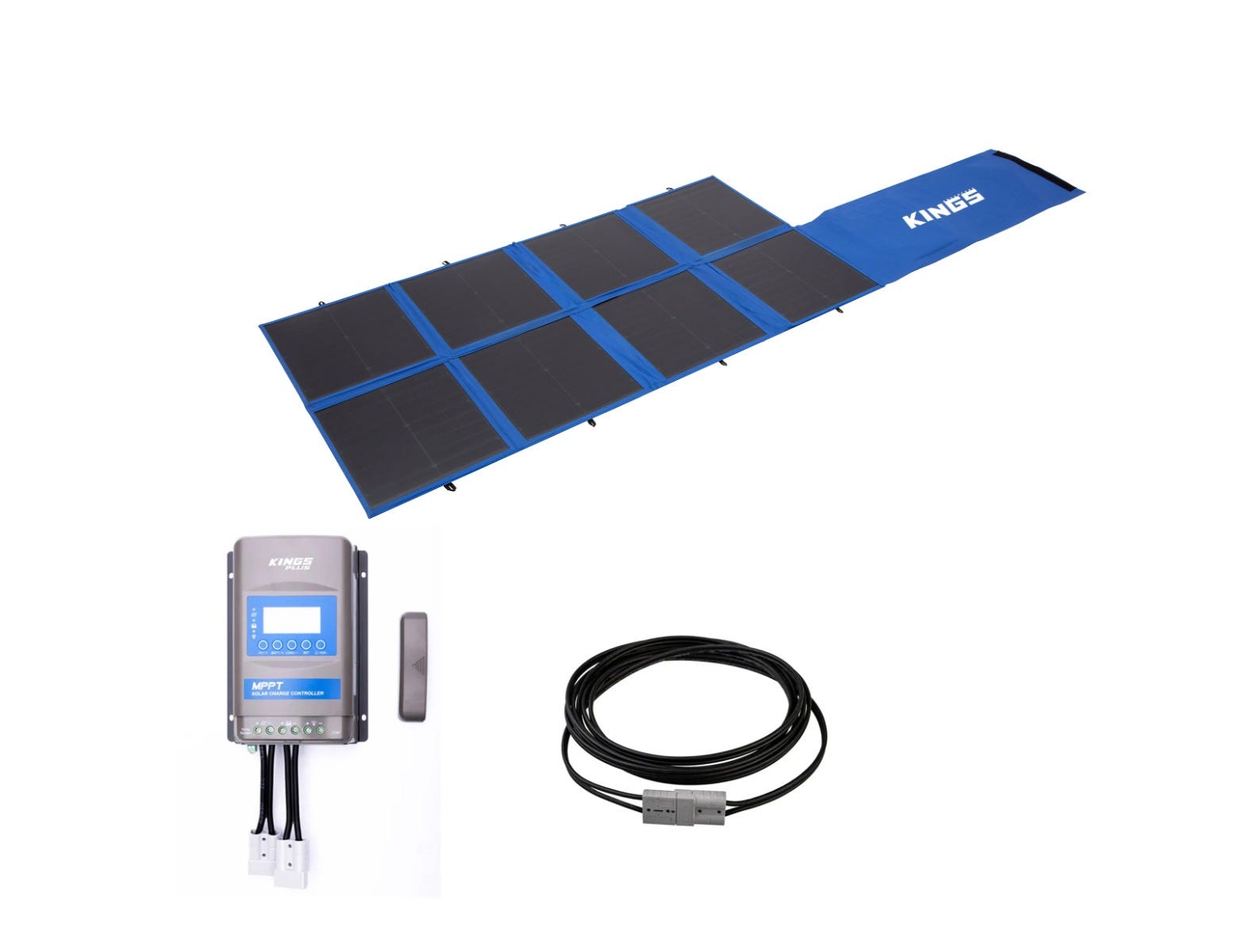 Kings 240W Folding Solar Blanket + Plus 20A MPPT Solar Regulator + 6m Extension Lead , Outdoor
